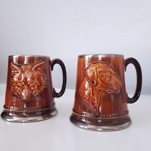 Vintage 1960s Sylvac Pottery Tankard Mug Model 2375 Made in England Fox Hunting